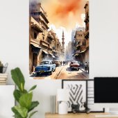 Caïro waterverf kunst poster (Thuiskantoor)