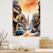 Caïro waterverf kunst poster (Keuken)