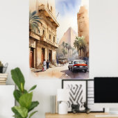 Caïro waterverf kunst poster (Thuiskantoor)