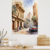 Caïro waterverf kunst poster (Keuken)
