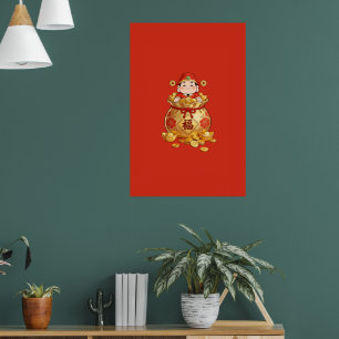 Caishen rijkdom muurkunst poster