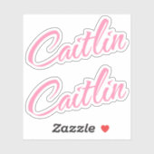Caitlin Decoratieve Naam in Roze x2 Sticker (Vel)