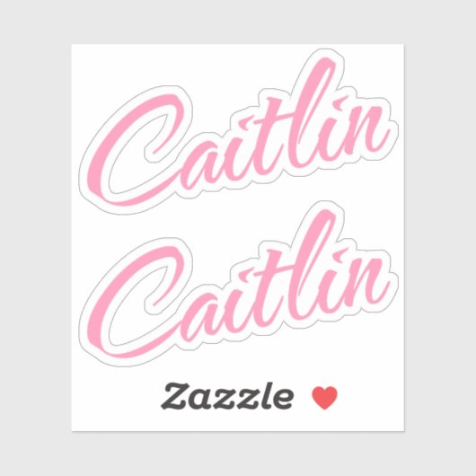 Caitlin Decoratieve Naam in Roze x2 Sticker (Vel)