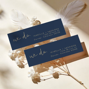 CAITLIN Edgy Modern Navy and Gold Return Address Etiket