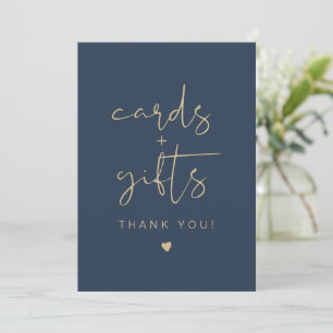 CAITLIN Elegant Navy and Gold Cards & Gifts Sign Kaart