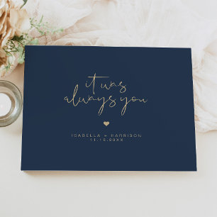 CAITLIN Elegant Navy en Goud Eenvoudig Huwelijk Gastenboek