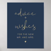 CAITLIN Elegant Navy & Gold Advice & Wishes Poster (Voorkant)