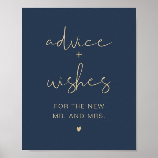 CAITLIN Elegant Navy & Goud Advies & Wensen Bord Poster (Voorkant)