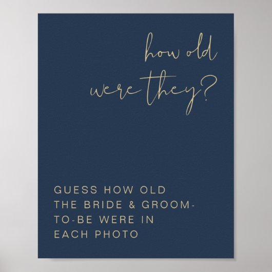 CAITLIN marineblauw en goud Hoe oud waren ze bord Poster (Voorkant)