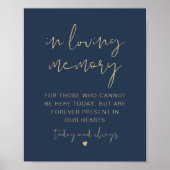 CAITLIN marineblauw & gouden 'In Loving Memory'-bo Poster (Voorkant)