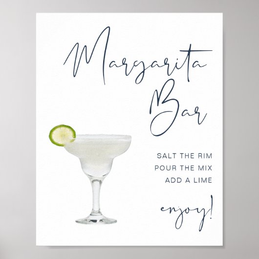 CAITLIN marineblauw modern margarita-bar bord Poster (Voorkant)