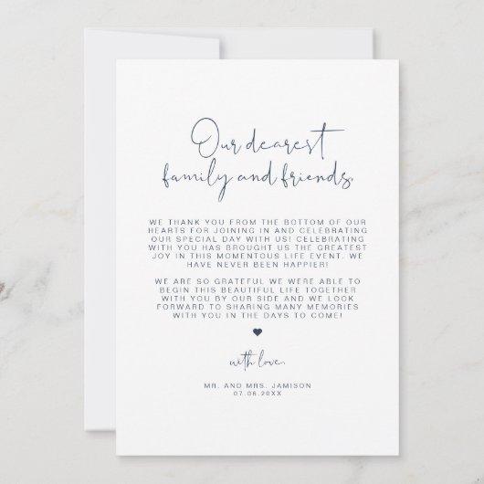 CAITLIN Modern Blauw Foto Bruiloft Bedankt Kaart (Achterkant)