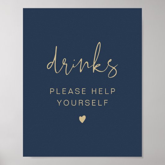 CAITLIN Modern Navy and Gold Drink Bar Poster (Voorkant)