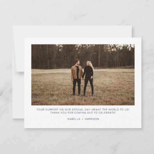 CAITLIN Modern Navy and Gold Photo Hartelijk dank Kaart (Achterkant)