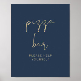CAITLIN Modern Navy and Gold Pizza Bar Poster