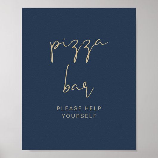 CAITLIN Modern Navy and Gold Pizza Bar Poster (Voorkant)