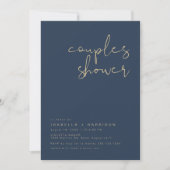 CAITLIN Modern Navy Blue en Gold Couples Shower Kaart (Voorkant)
