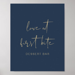 CAITLIN Modern Navy Blue en Gold Dessert Bar Poster