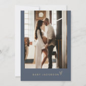 CAITLIN Modern Navy Blue en Gold Oh Baby shower Kaart (Achterkant)