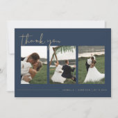 CAITLIN Modern Navy Blue Photo Weddenschap Bedankt Kaart (Voorkant)