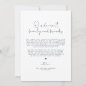 CAITLIN Modern Navy Blue Photo Weddenschap Bedankt Kaart (Achterkant)