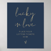 CAITLIN Modern Navy en Gouden Lucky in Love Bord Poster (Voorkant)