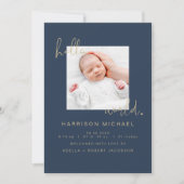 CAITLIN Modern Navy Newborn One Photo Announge Kaart (Voorkant)
