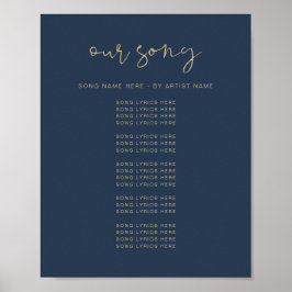 CAITLIN Modern Navy Wedding Song Lyrics Poster