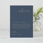 CAITLIN Modern Navy Welcome Letter Kaart (Staand voorkant)