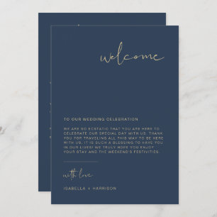 CAITLIN Modern Navy Welcome Letter Kaart