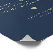 CAITLIN Moderne marine en Gold Confetti Toss Sign Poster (Hoek)