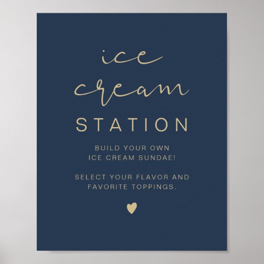 CAITLIN Navy and Gold Modern Ice Cream Station Poster (Voorkant)