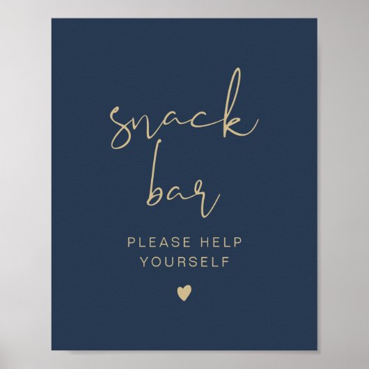 CAITLIN Navy and Gold Modern Snack Bar Poster (Voorkant)
