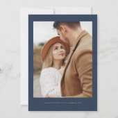 CAITLIN Navy and Gold Photo Save the Date Kaart (Achterkant)