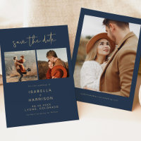 CAITLIN Navy and Gold Photo Save the Date