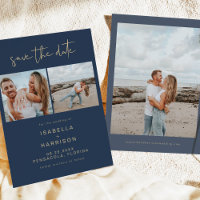 CAITLIN Navy and Gold Photo Save the Date