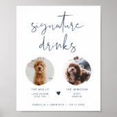 CAITLIN Navy Blauwe 2 Foto Pet Handtekening Drank Poster (Voorkant)