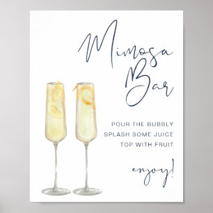 CAITLIN Navy Blauwe Moderne Bruids Mimosa Bar Bord Poster