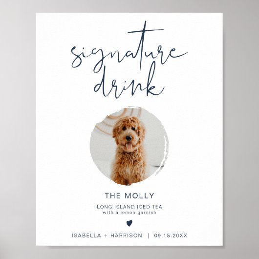 CAITLIN Navy Blue 1 Foto Pet Signature Drink Poster (Voorkant)