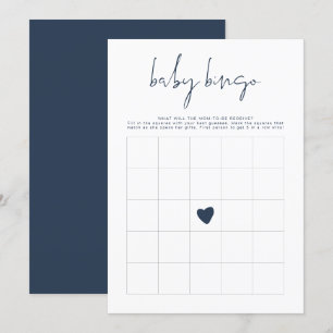 CAITLIN Navy Blue en Gold Baby shower Bingo Game Kaart