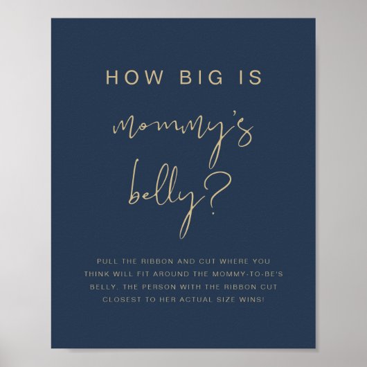 CAITLIN Navy Blue Hoe groot is haar Belly Game Pos Poster (Voorkant)