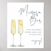 CAITLIN Navy Blue Modern Bridal Mimosa Bar Poster (Voorkant)