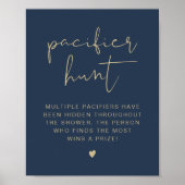 CAITLIN Navy Blue Pacifier Hunt Baby shower Game Poster (Voorkant)