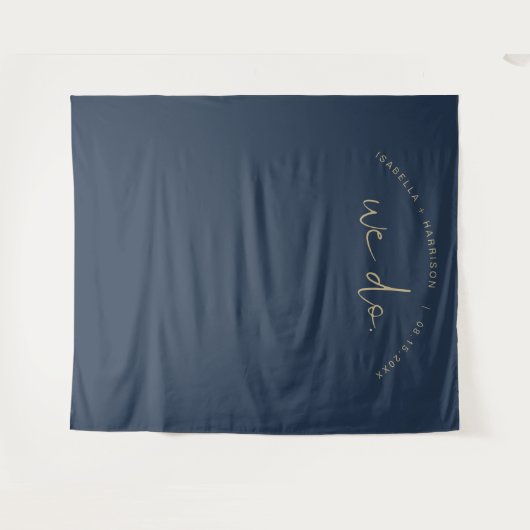CAITLIN Navy Blue Wedding Backdrop Tapestry Wandkleed (Voorkant (horizontaal))
