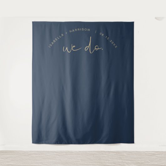 CAITLIN Navy Blue Wedding Backdrop Tapestry Wandkleed (Voorkant)