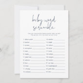 CAITLIN Navy Blue Word Scramble Game Invitation Kaart (Voorkant)