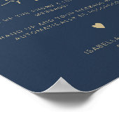 CAITLIN Navy & Gold Audio Guestbook Weddenschap Poster (Hoek)