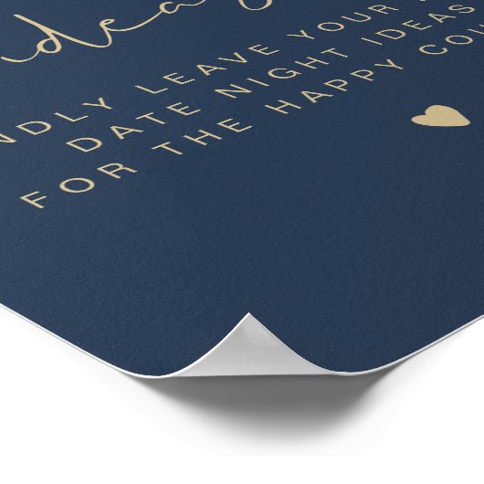 CAITLIN Navy & Gold Date Night Card Poster (Hoek)