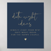 CAITLIN Navy & Gold Date Night Card Poster (Voorkant)