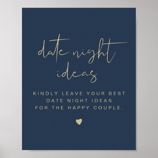CAITLIN Navy & Gold Date Night Card Poster (Voorkant)
